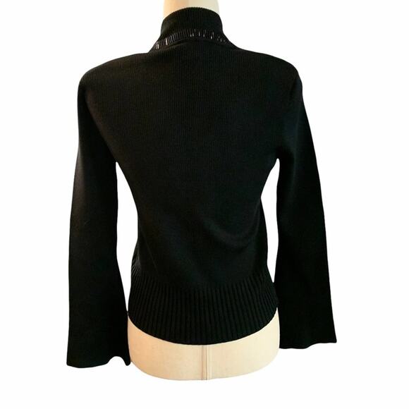 Cache black sweater sequin embellishments collar sleeve and front. S - Picture 2 of 14